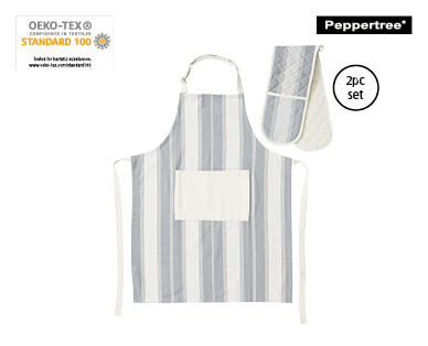 2pk Double Oven Glove and Apron Set