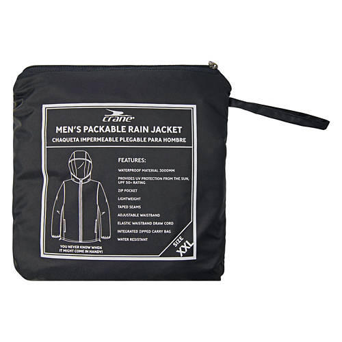 Men's Rain Jacket - Black, XL