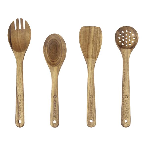 CROFTON(R) Ustensiles de cuisine en acacia, 4 pcs