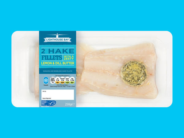 Lighthouse Bay 2 Hake Fillets with Lemon & Dill Butter