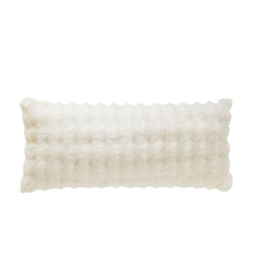 20" x 48" Faux Fur Body Pillow, White Bubble