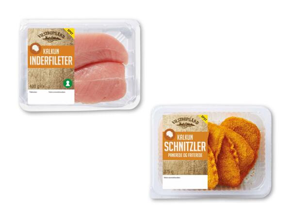 Kalkuninderfilet eller panerede schnitzler