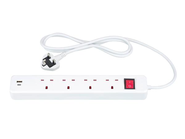 4 Socket Extension Lead with USB