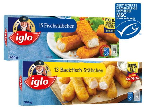 Iglo MSC Fischstäbchen oder Backfisch-Stäbchen