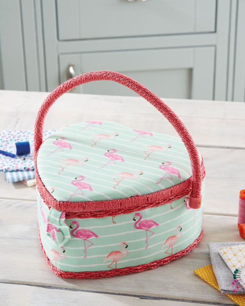 Flamingo Heart Shaped Sewing Box