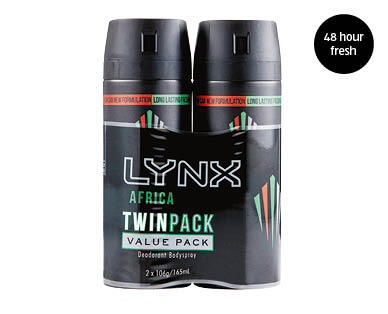 Lynx Africa Body Spray 2 x 106g