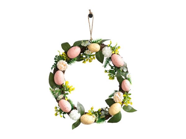 Livarno Home Easter Wreath With Pink and Yellow Eggs