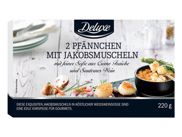 2 Pfännchen mit Jakobsmuscheln