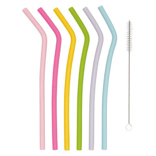 6 Pack Silicone Straws
