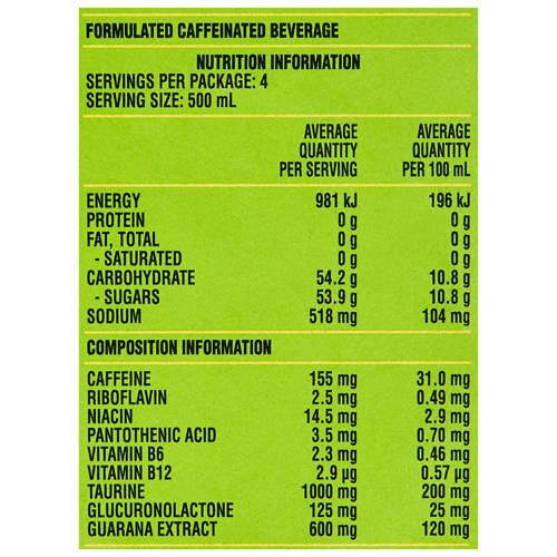 Energy Drink 4 Pack 500ml