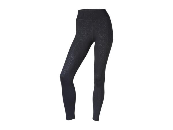 CRIVIT Ladies' Black Premium Sports Leggings With Animal Print