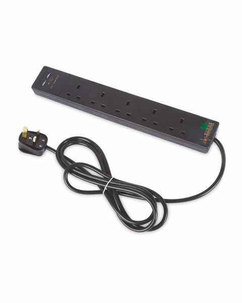 Black 5 Socket USB Extension & Lead