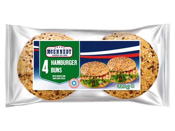 Soft burger buns with seeds