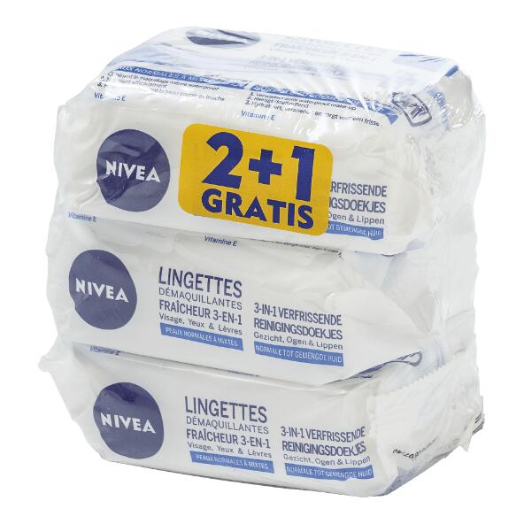 Lingettes de soin visage Nivea, pack de 3