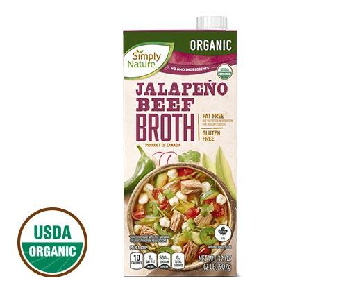 Simply Nature 
 Organic Poblano Chicken or Jalapeno Beef Broth
