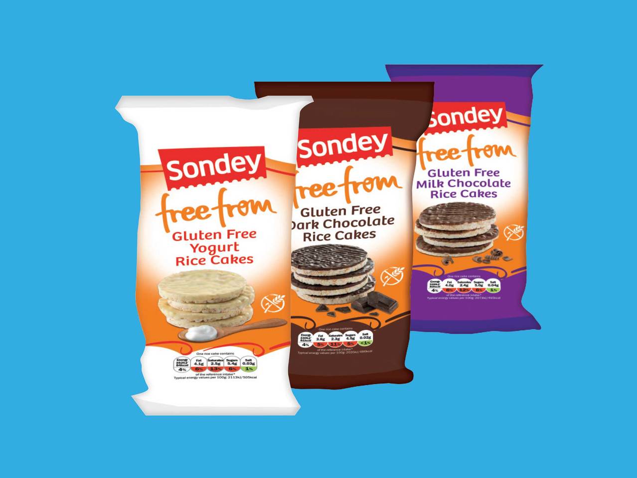 SONDEY FREE FROM(R) Gluten Free Coated/ Unsalted Rice Cakes/ Corn Cakes