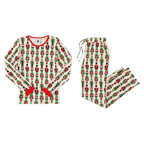 Ladies Holiday Pajama Set - White, XL
