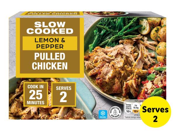 Slow Cooked Lemon & Pepper Pulled Chicken
