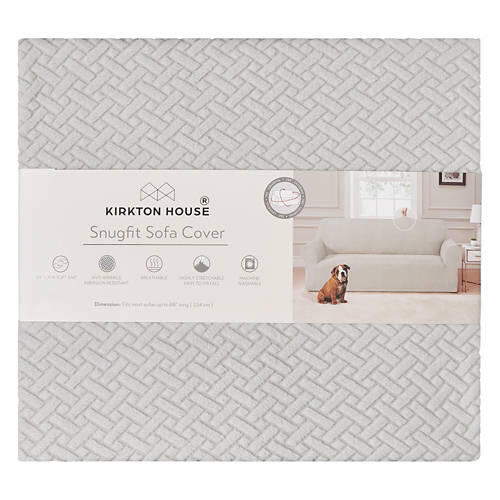 88" Long Snugfit Sofa Cover, Light Gray