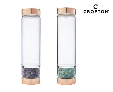 Glass Drink Bottle with Crystals