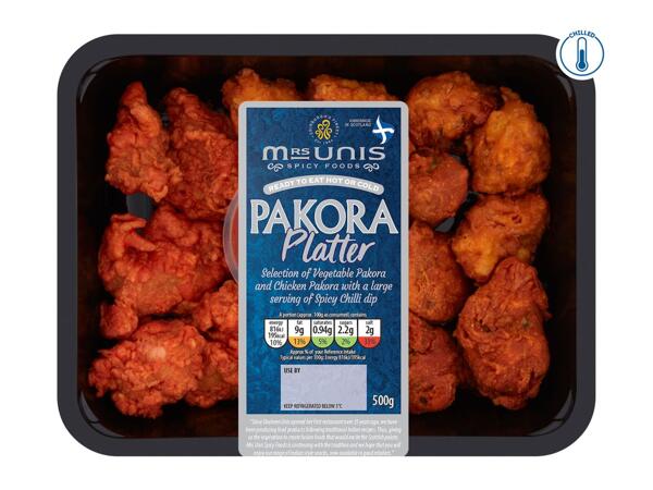 Mrs Unis Pakora Platter Red Chicken and Veg 500g