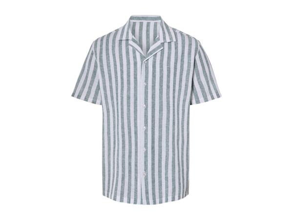 Livergy Men's Linen Blend Short Sleeve Shirt - Striped