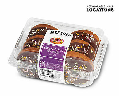 Bake Shop Iced Donuts with Sprinkles Vanilla or Chocolate