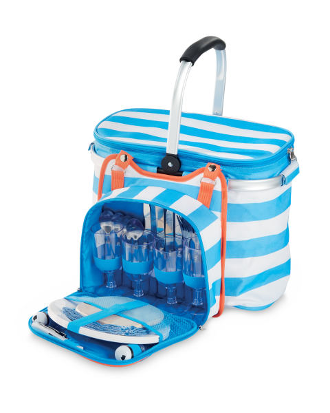 4-Person Stripe Picnic Hamper