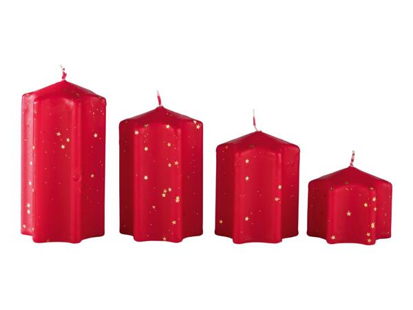 Livarno Home Red Star-Shaped Candles - 4 Pieces