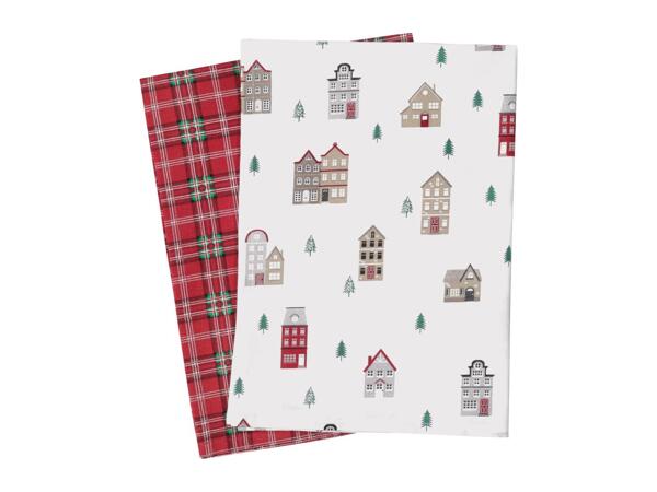 Livarno Home Christmas Tea Towels With Winter Village Pattern - Pack of 2
