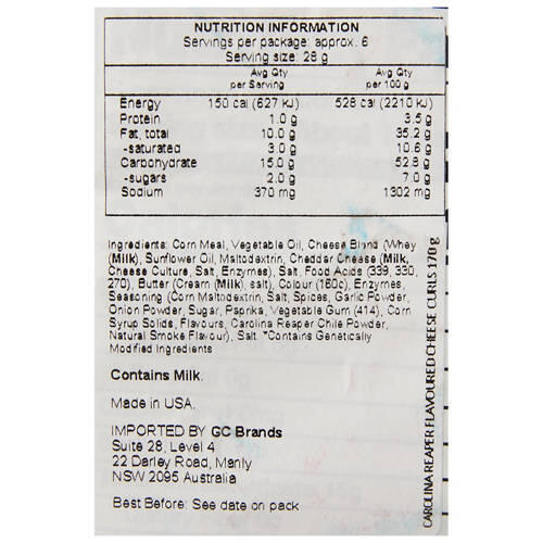 Carolina Reaper Cheese Curls 170g