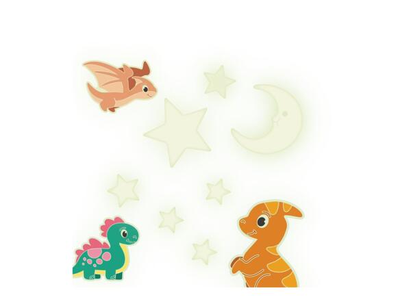 Crelando Glow In The Dark Dinos with Moon & Stars Wall Stickers - 40 Pieces