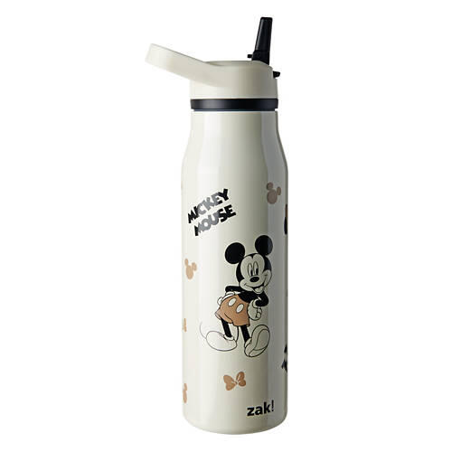 Mickey/Minnie Stainless Steel Water Bottle, Cream & Black