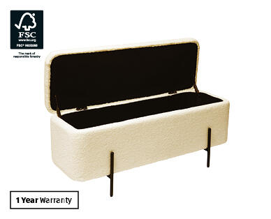 Bouclé Fabric Storage Ottoman