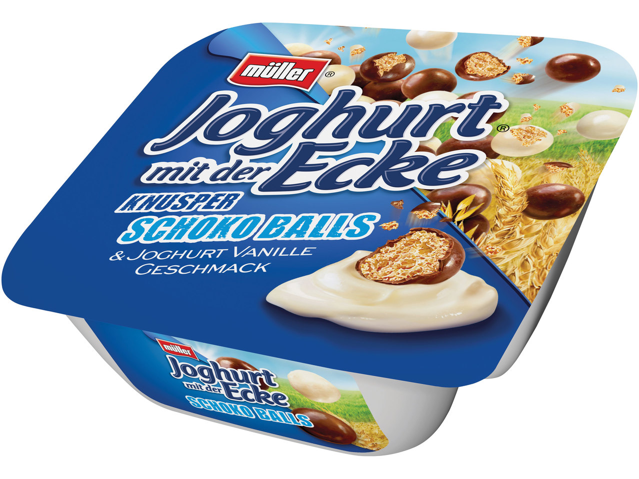 Fruchtjoghurt oder joghurt mit knusprigen Stückchen