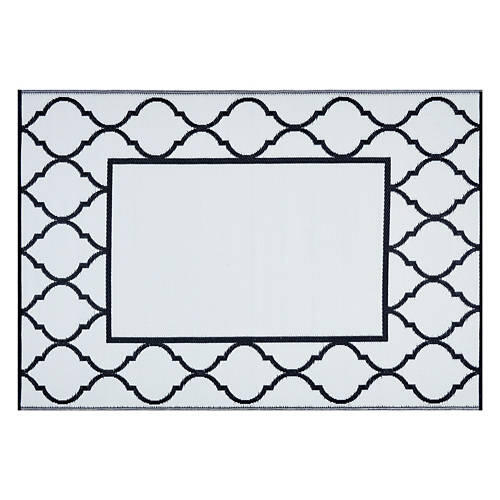 5' x 7' Reversible Indoor/Outdoor Rug - Navy Border