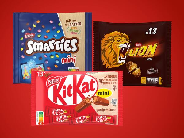 Lion, KitKat, Smarties Minis