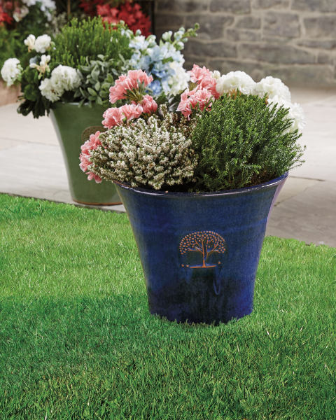 Glazed Flared Stamford Planter Blue