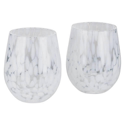 2 Pack Confetti Tumbler Glassware, White