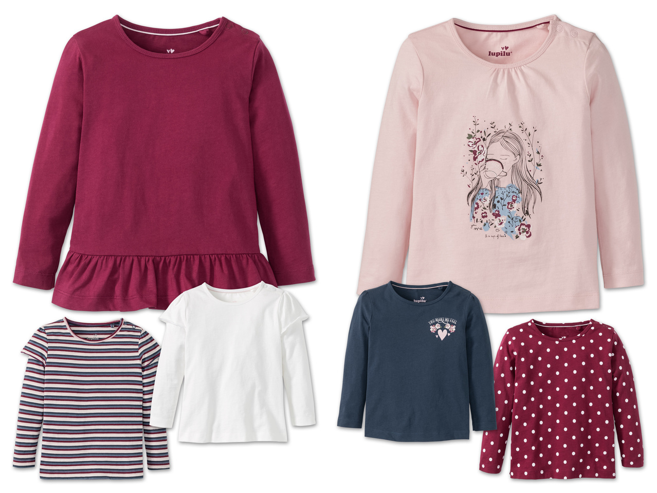 LUPILU(R) Mädchen Langarmshirt, 3 Stück1