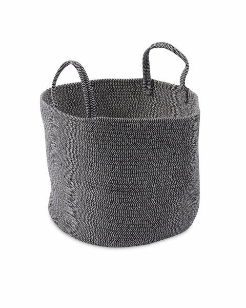 Cream & Black Cotton Storage Bucket