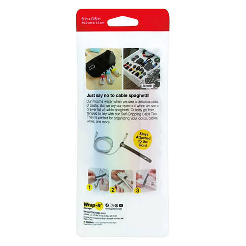 20 Pack Self Gripping Cable Ties, Multi Color
