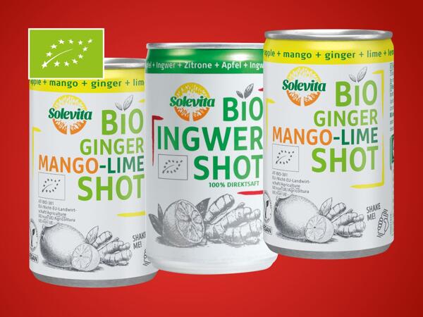 Bio Ingwer- oder Ingwer Mango-Limetten Shot