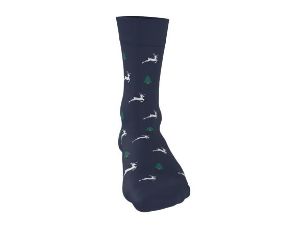 Esmara Men's Green & Navy Christmas Socks - 3 Pairs