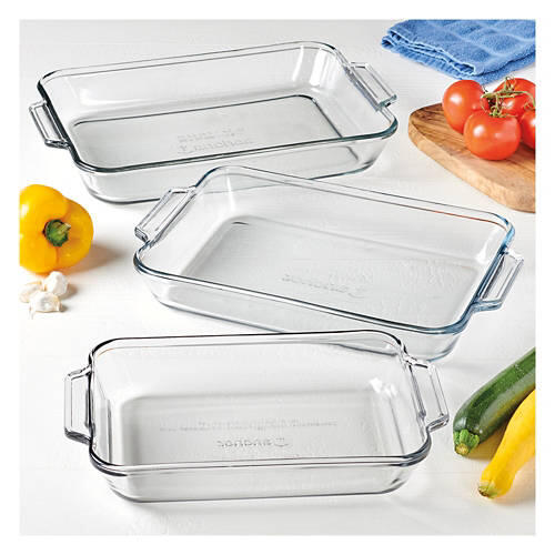 3 Piece Glass Baking Dish Set - 2 Qt, 3 Qt, & 5 Qt