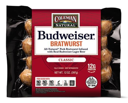 Budweiser 
 Bratwurst Classic or Beer & Cheese
