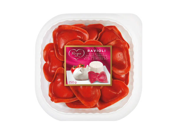 For You Ravioli with Ricotta Cheese, Tomato and Mozzarella di Bufala Campana DOP