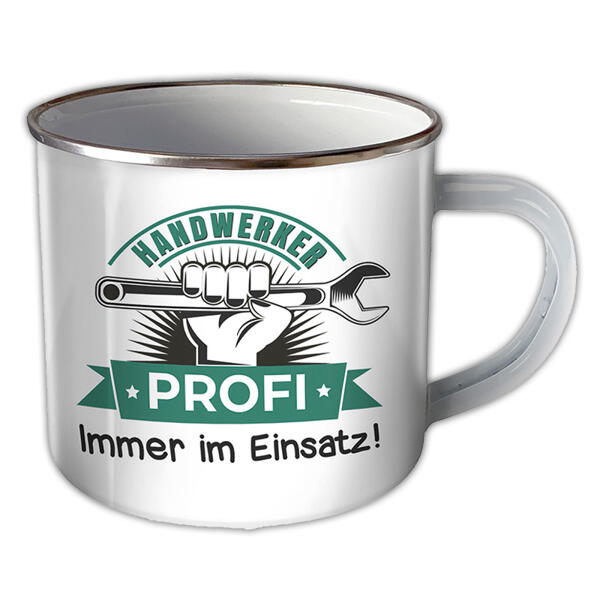 Emaille-Becher mit Spruch
