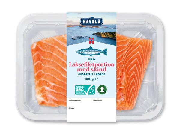 HAVBLÅ Laksefilet med skind
