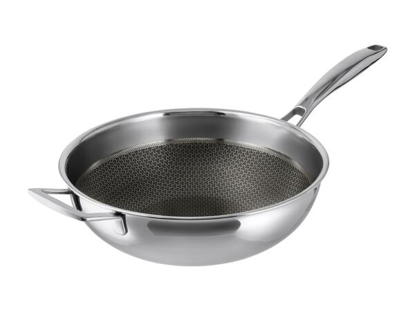 Wokpande af rustfrit stål